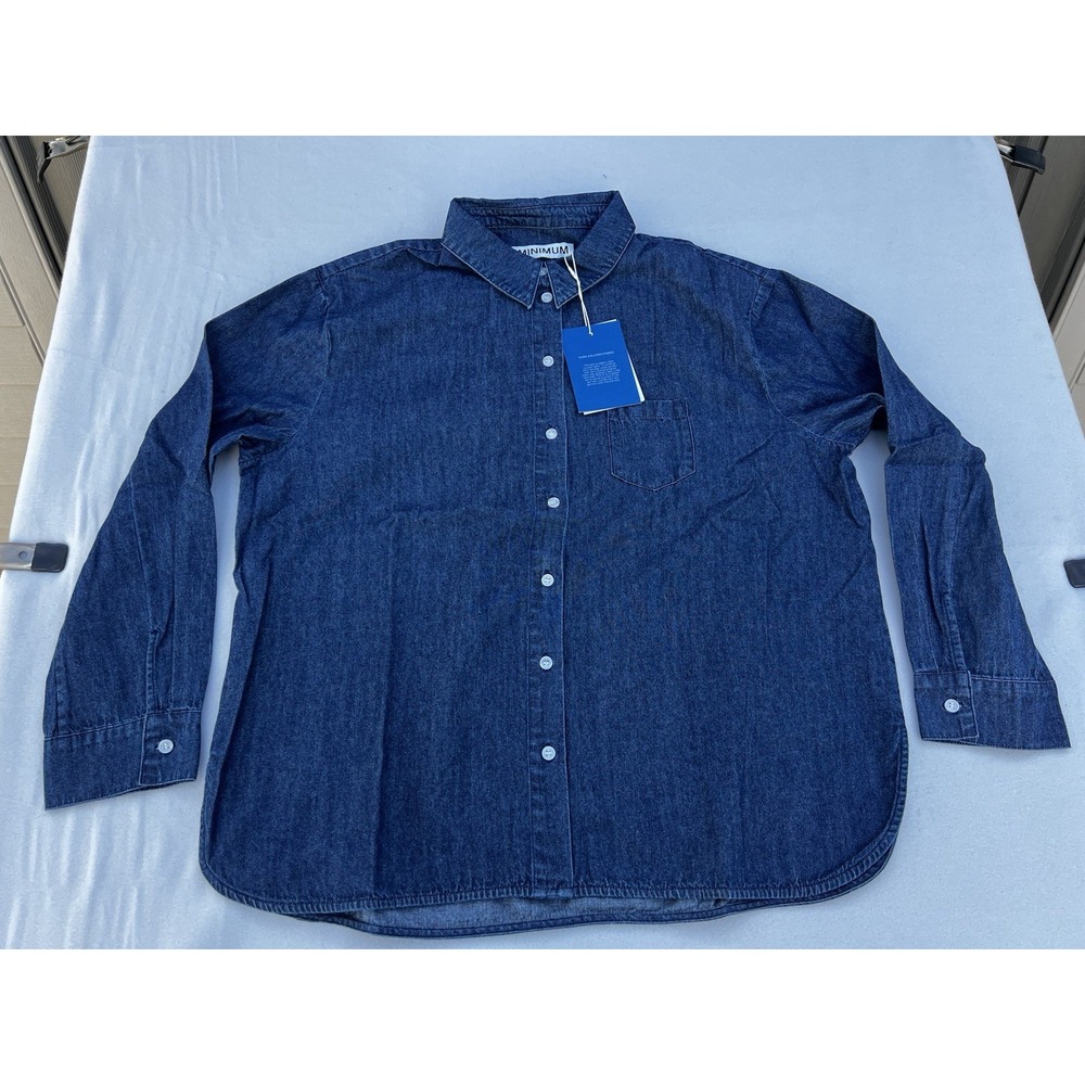 Minimum Shirt Women's Fern Button-up Blouse Shirt 4147 Blue Size 40‎ (L)